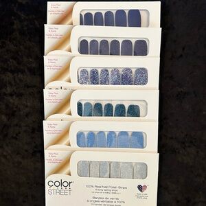Color Street Blue Glitter Nail Strips Collection